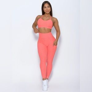 Bombshell Sportswear Coral Curves Leggings & Braid Back Bra New W/O Tags MEDIUM